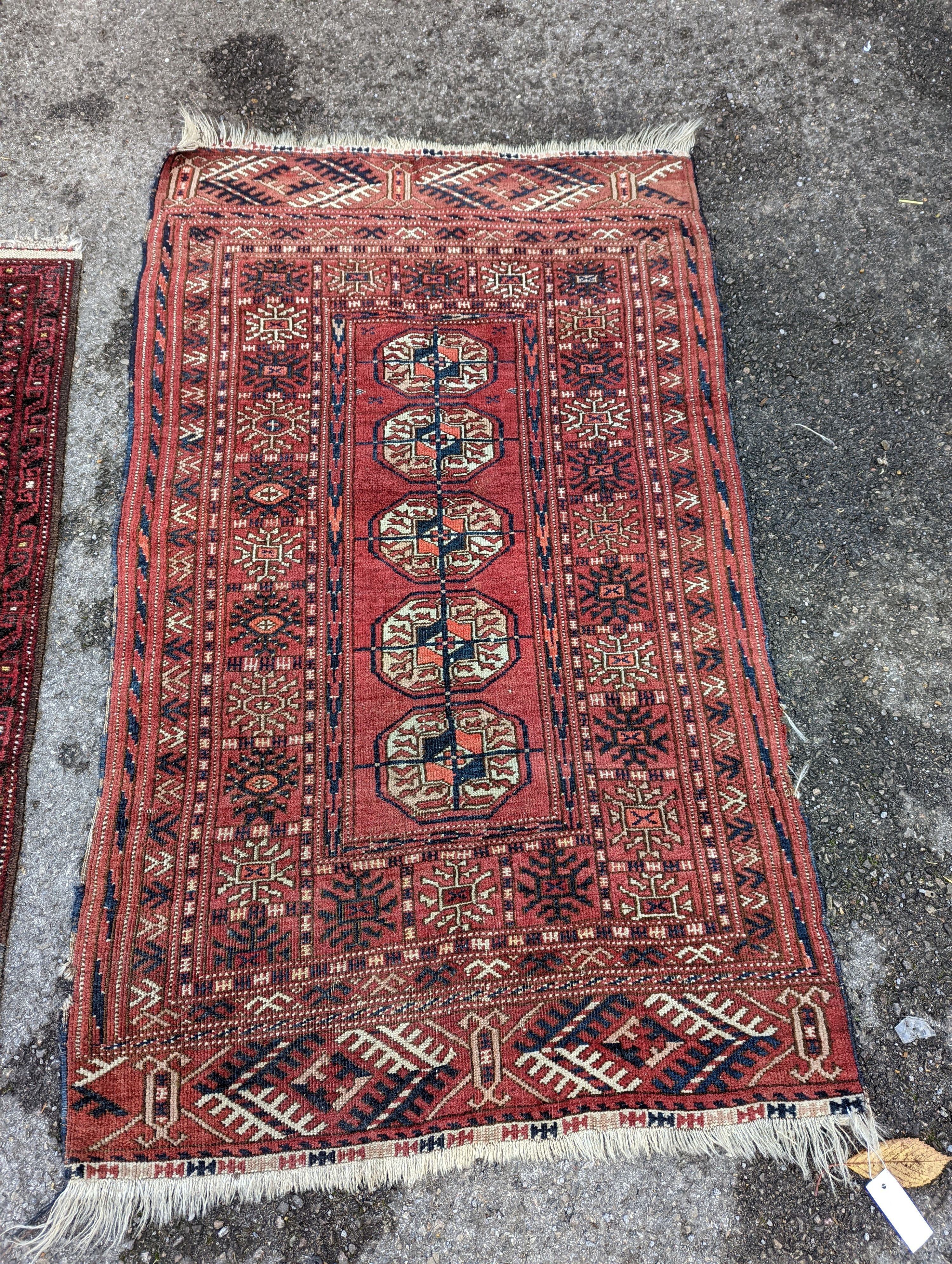 Three Bokhara rugs, largest 134 x 84cm